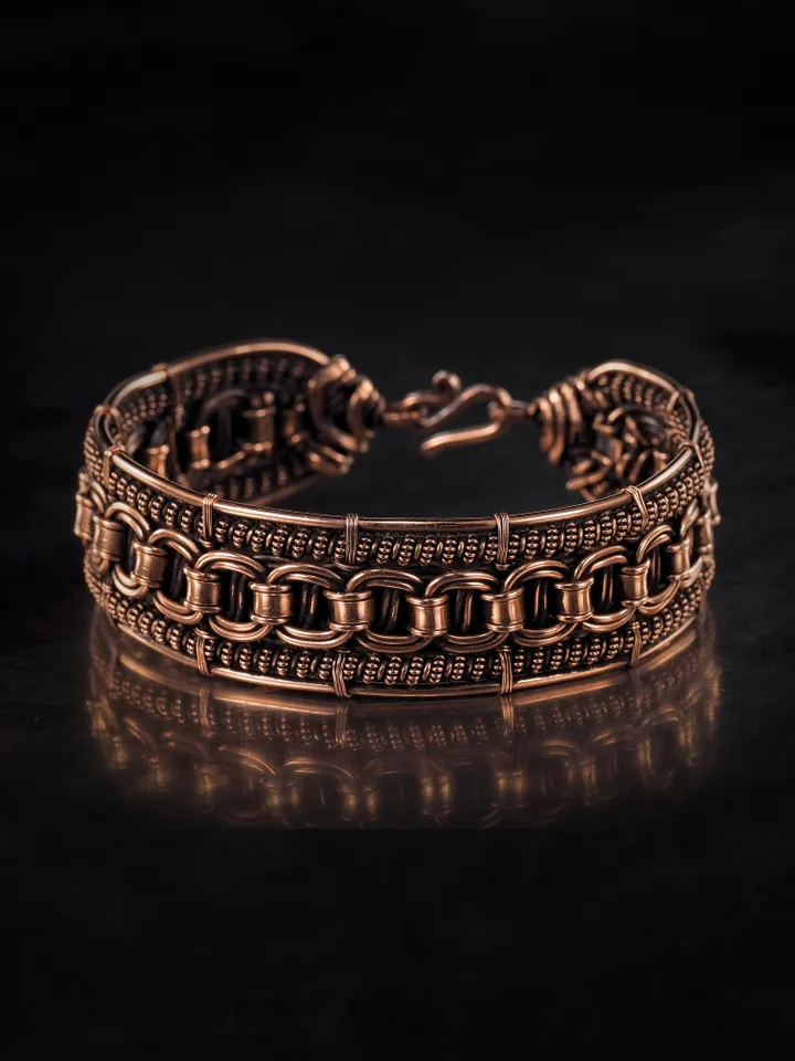 Woven copper wire bracelet Antique style handcrafted copper jewelry Unique gift