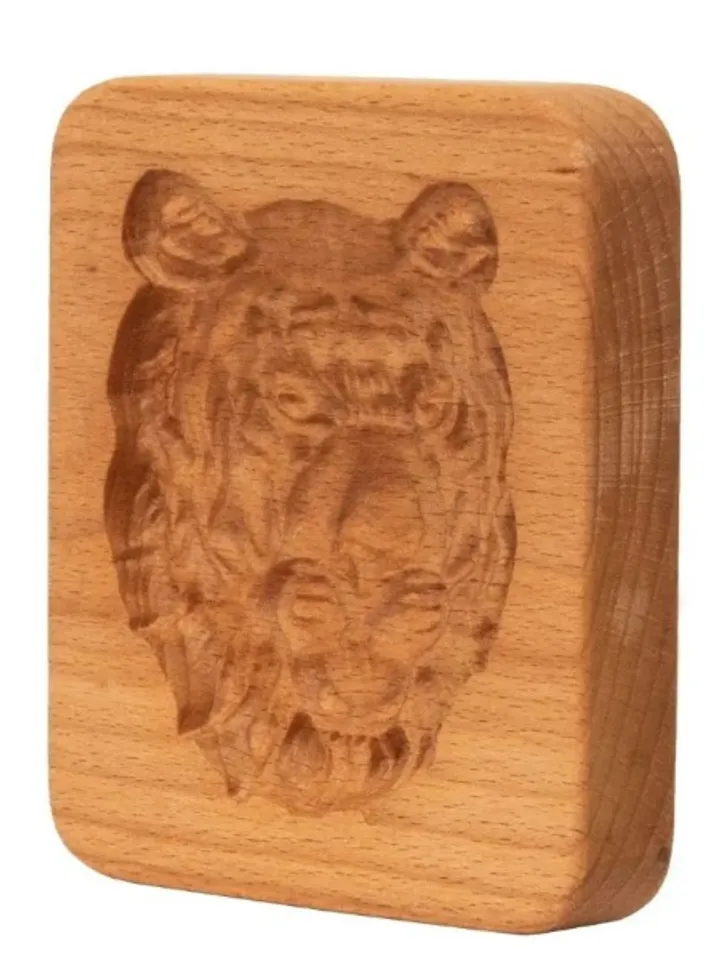 Tiger Embossed cookie mold, cookie cutter, wooden mold, Wooden stamp stamp for gingerbread cookies springerle stamp