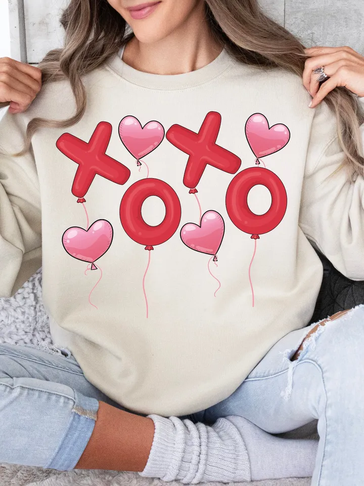 Xoxo Balloons PNG-Valentine's Day Sublimation Digital Design Download-hearts png, balloon hearts png, love png, cupid png, Trendy Vday png