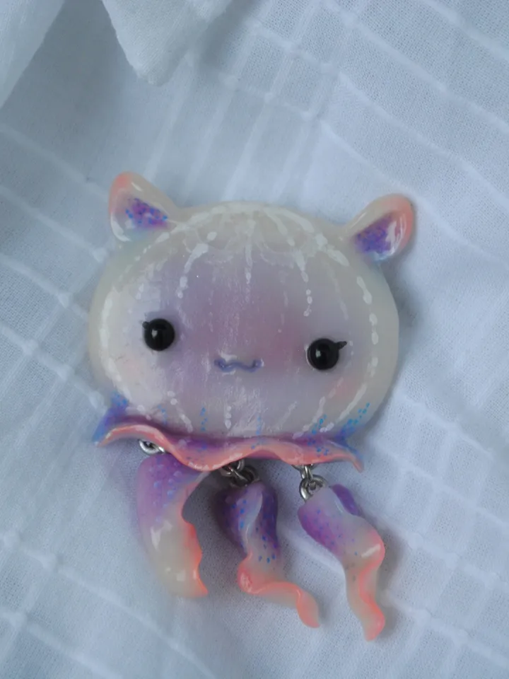 Cute purple jellyfish brooch