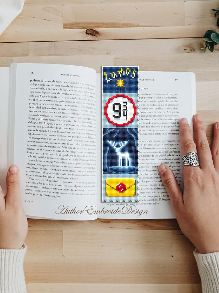 Magic bookmark cross stitch pattern PDF download, Fantasy bookmark pattern digital PDF, Wizarding world cross stitch chart, Fan art #B356
