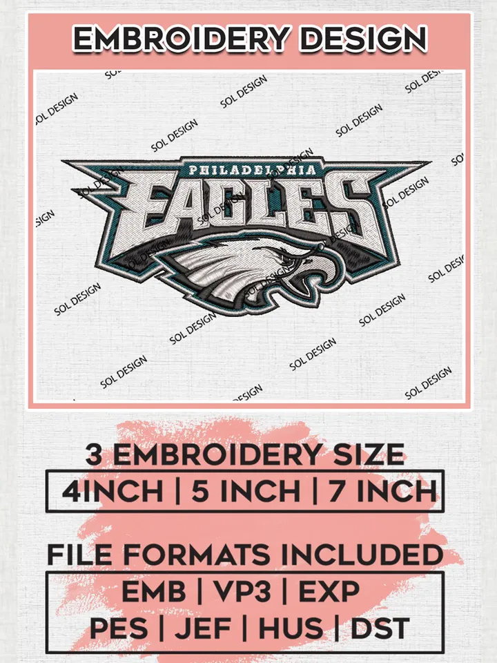 NFL Philadelphia Eagles Embroidery Design Files, NFL Eagles, NFL Logo Embroidery Files, NFL Philadelphia Eagles Machine Embroidery Design, Digital Downloadad