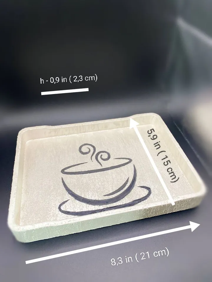 Square decorative tray made of plaster