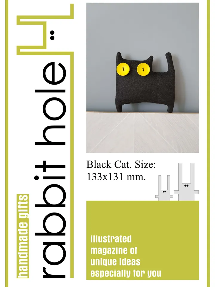 Black Cat Sewing pattern PDF, halloween doll diy, stuffed animal pattern