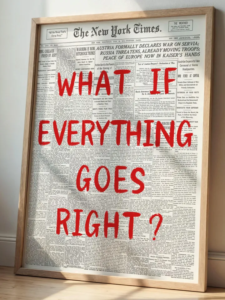 What If everything goes right Retro Newspaper Print, Trendy Wall Art, Typography Poster, Red Aesthetic, Printable Wall Art, Digital Print