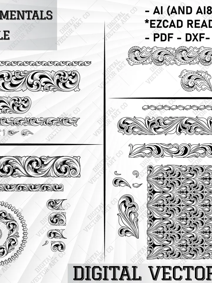 Scroll Ornamentals Bundle.filigree,engraving,engraved,handengraving,scroll,scrollwork,ornamental,artwork,gunengraving,drawing,calligraphy