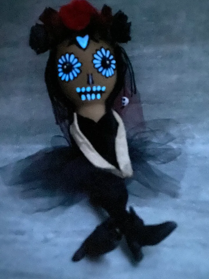 Halloween doll . Sugar skull doll . Handmade Rag doll .