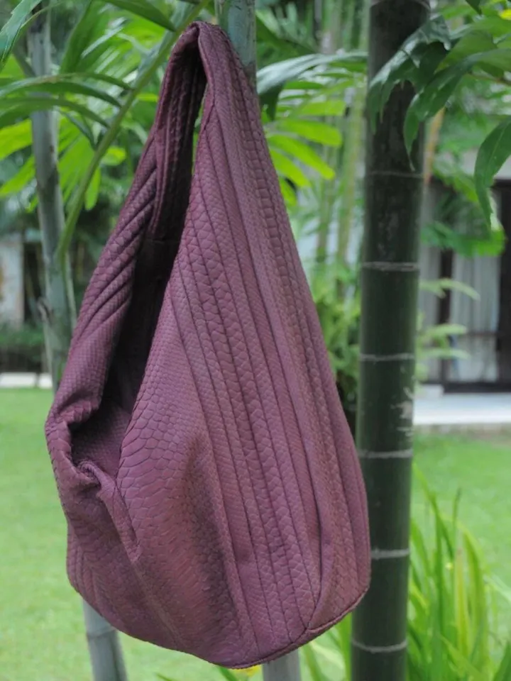 Big Soft Hobo Classy Sport Woman Stitched Bag | Purse Genuine Python Skin |wine Big Elegant Leather Designer Soft Bag Snake | reptile hobo