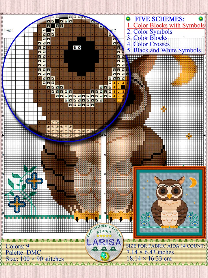 Owl Cross Stitch Pattern | Enchanting Owl Design