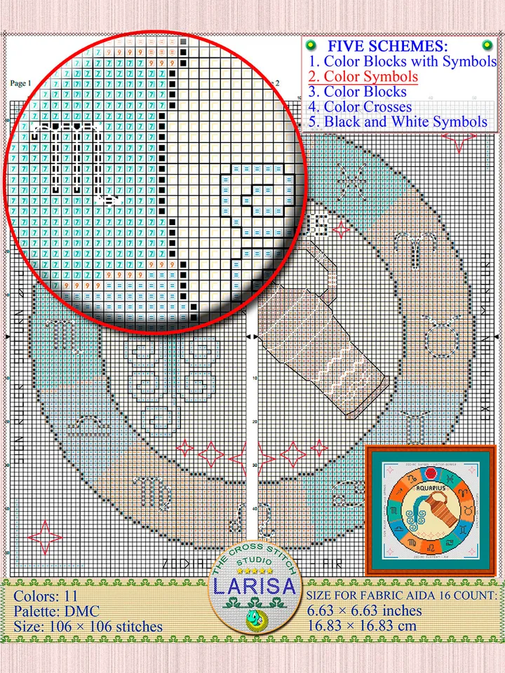 Aquarius Cross Stitch Pattern | Aquarius Zodiac Sign