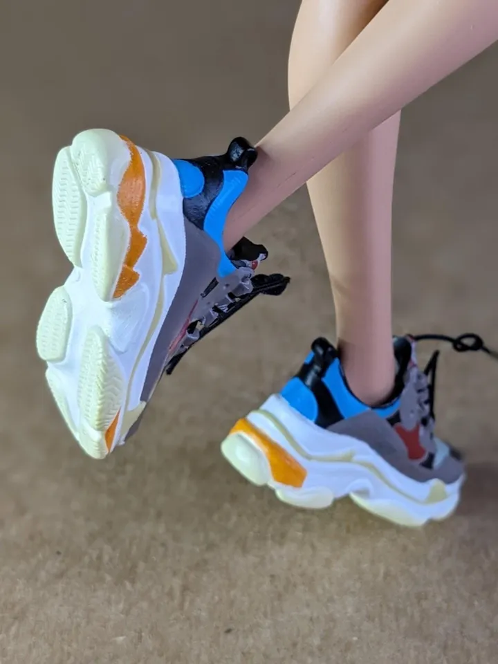 Gray & Blue sneakers for 11 inch female dolls (MH g1, g2, g3 or EAH)