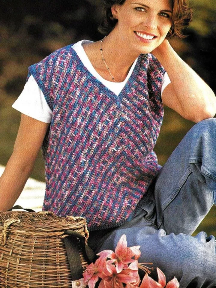 Top crochet pattern, waistcoat vest crochet pattern, women ladies top pdf instant download