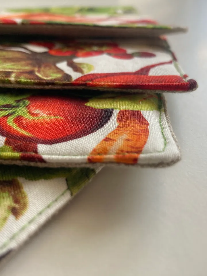 Vegan coaster Set of 5 Linen-cotton coasters 4.5'' x 4.5''