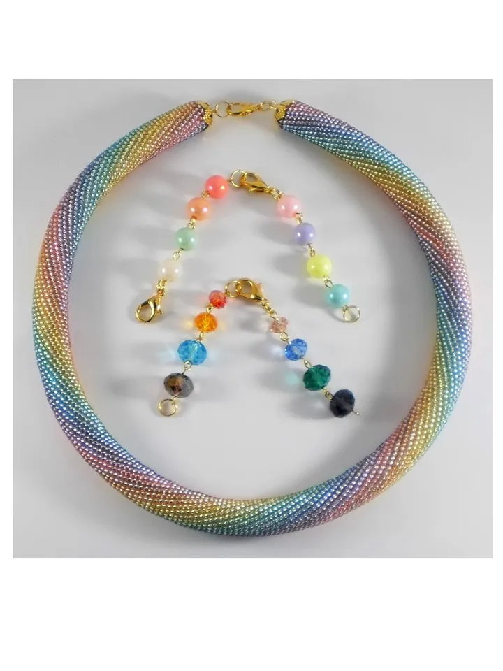 PDF Bead Crochet rope patterns, "Victory" necklace and bracelet