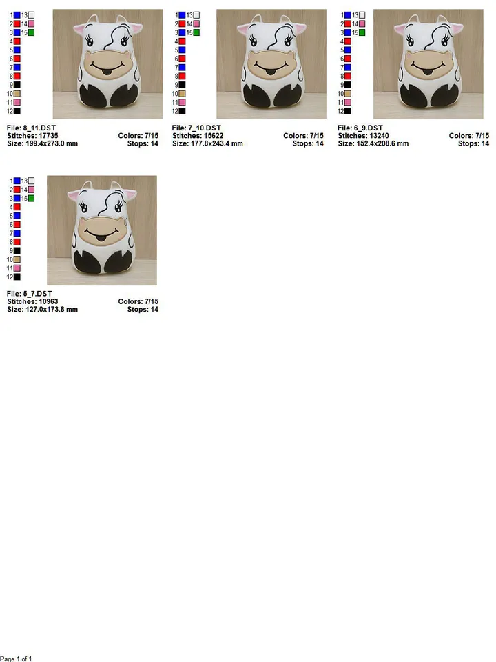 Cow toy stuffed toy In The Hoop Machine embroidery design