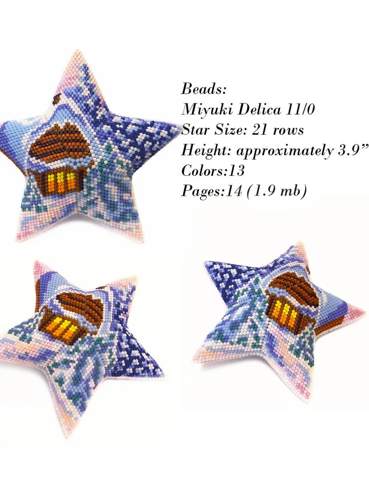 3D Peyote Star, Winter Forest House, Beaded Star Tutorial, Christmas Beading Patterns