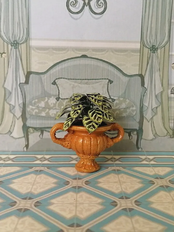 Flower in a pot. Dollhouse miniature.1:12 scale.