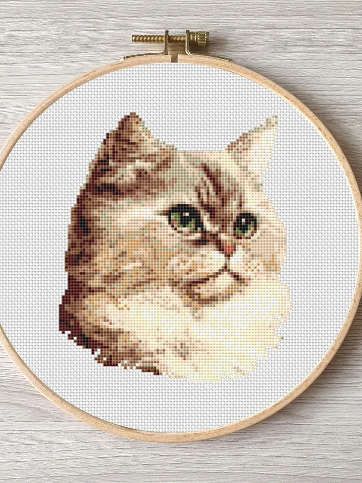 Cat pattern pdf cross stitch, pets easy embroidery DIY