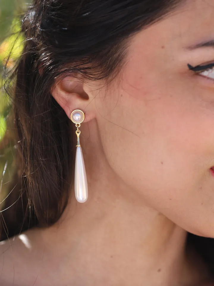Boho Wedding Earrings | Long Pearl Bridal Earrings | Gold Boho Wedding Jewelry | Pearl Statement Earrings | Bridesmaid Gift , Jewellery |