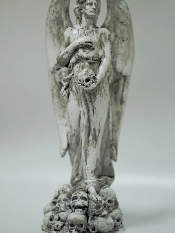 Angel Statue with Skulls and Wings | Angel Statues for Cemetery | Gothic Angel | Scary Statue