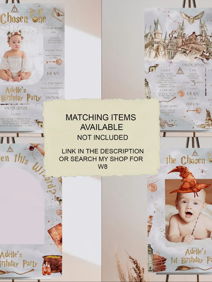 The Chosen One Birthday Party; Monthly Banner Wizard Birthday Party; Magic School 1st Birthday; Editable Wizarding World Photo Banner; W8