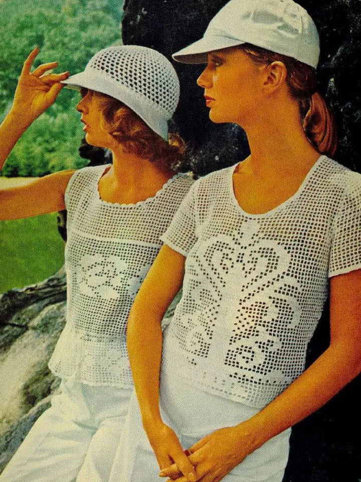 Vintage Crochet Pattern Rose Shell Scroll Blouse Digital Download PDF