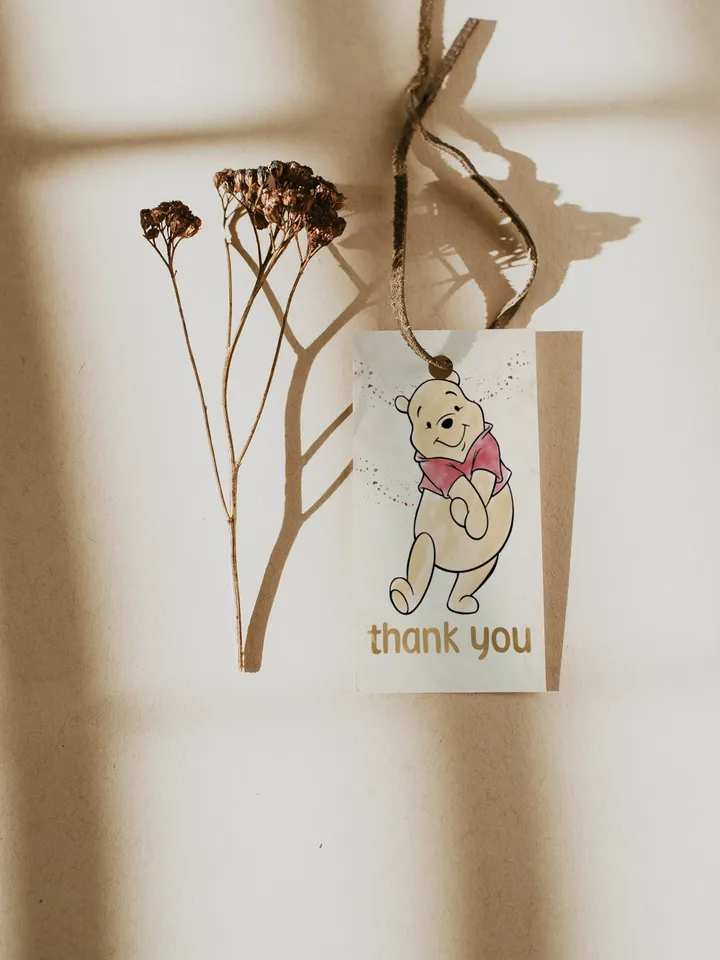 Editable Favor tag Winnie the Pooh; Winnie the Pooh 1st Birthday; Printable thank you tag sticker; Pooh Party Decoration; WPg13