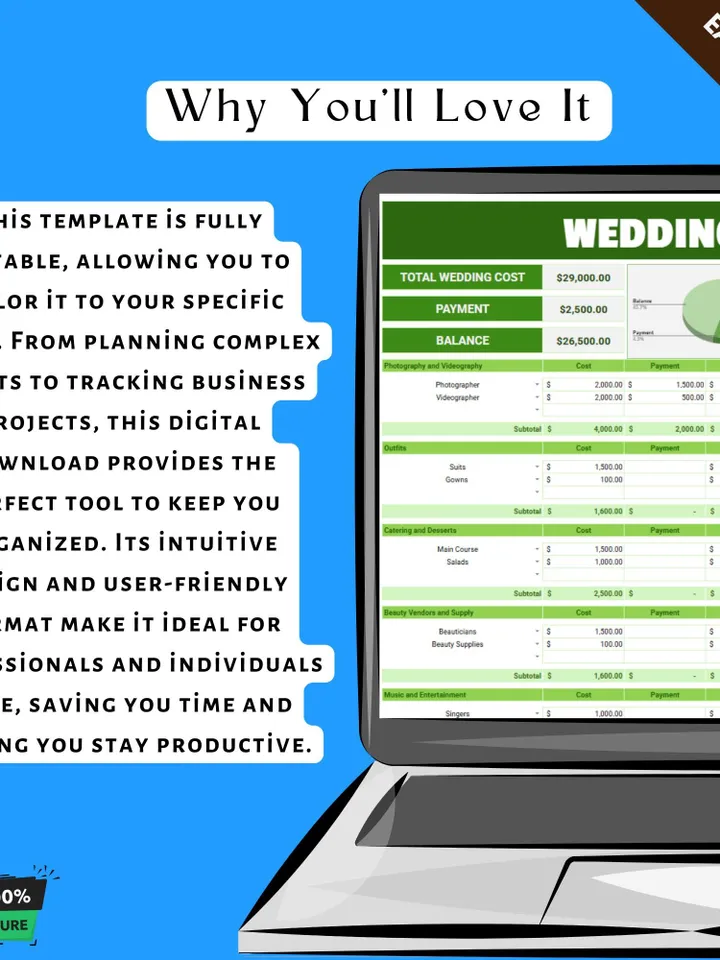 Wedding Cost Tracker Template, Wedding Budget Planner, Expense Tracker for Wedding Planning
