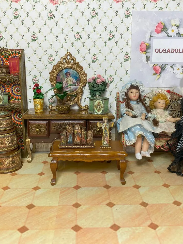Christmas set. Dollhouse miniature. 1:12. Christmas. Christmas gift. Author's design. Nativity scene.
