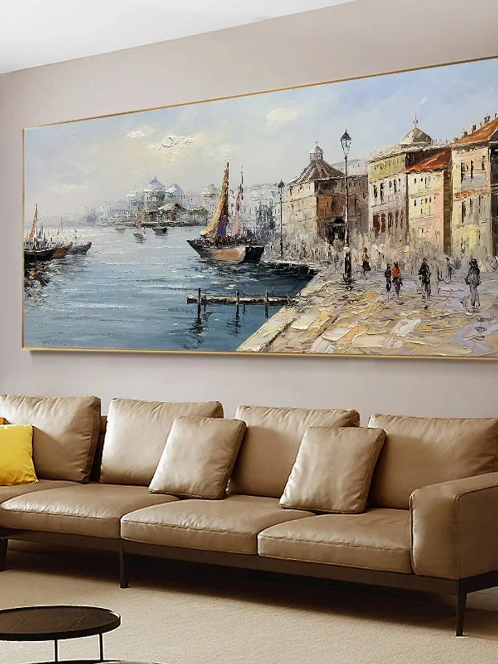 PANORAMIC WALL ART - Bridge Photography - River Landscape Abstract Extra Large Artwork - Living Room Decor