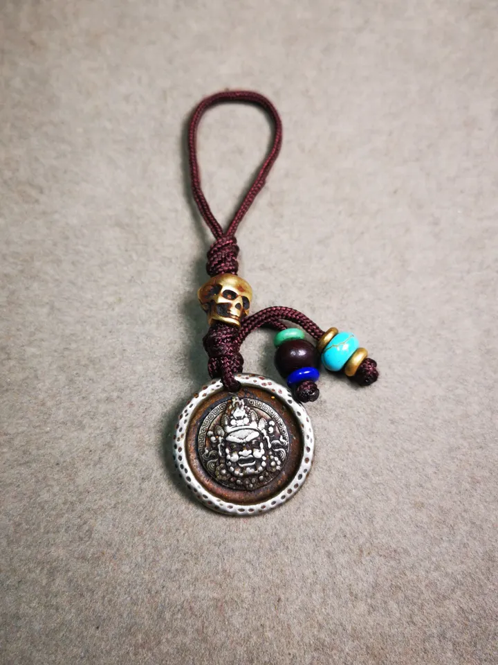 Gandhanra Handmade Tibetan Amulet Badge,Mahakala Pendant, Buddhist Protector Deity