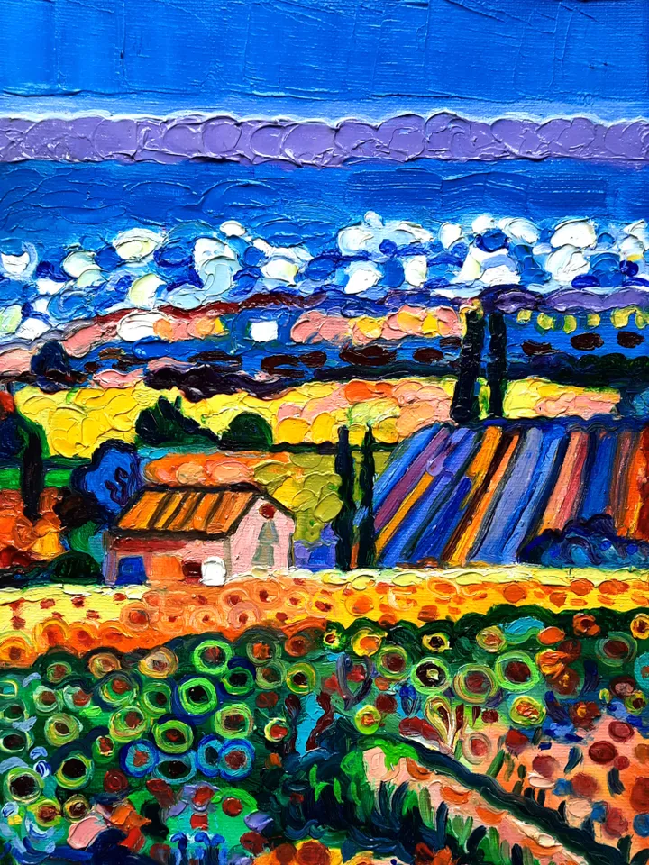 Sunflower Oil Painting Impasto Artwork Oil on canvas 12*8 inc