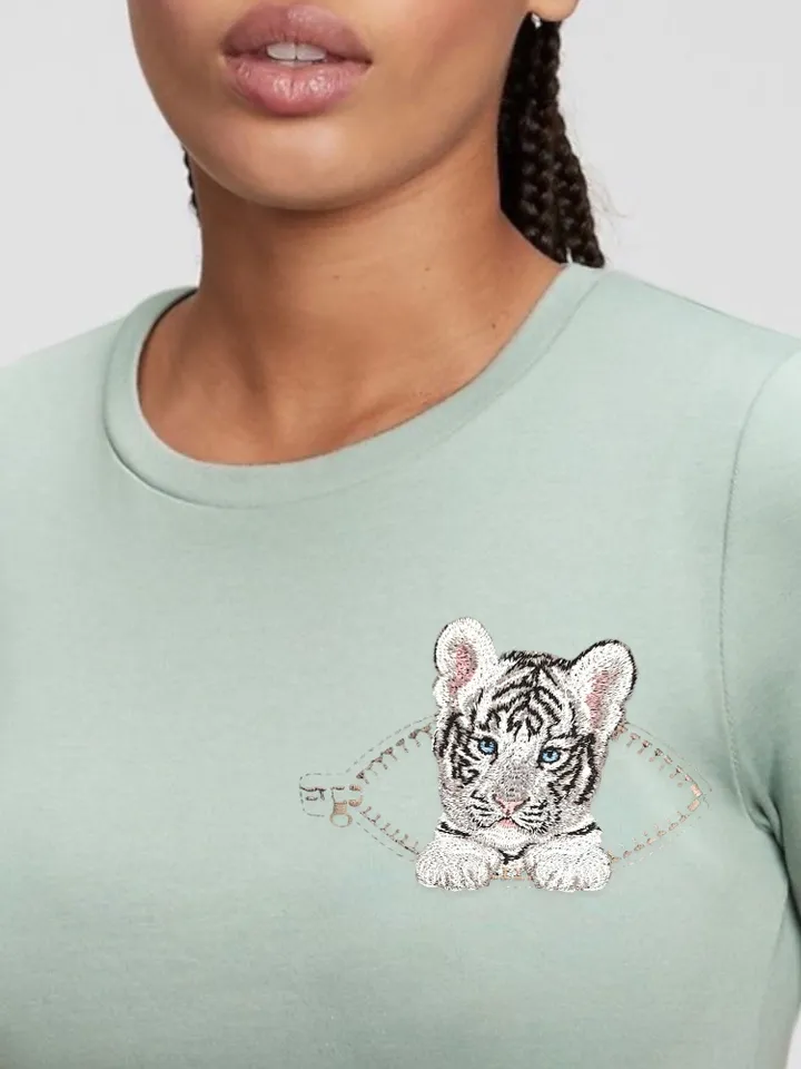 Tiger cub in a zipper pocket Miniature realistic machine embroidery design Pet design tiger realistic pattern tiger cub embroidery motif