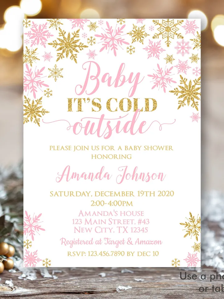Baby It's Cold Outside Baby Shower Invitation, Winter Wonderland Baby Shower Invitation, It's a Girl Instant Download Editable Template