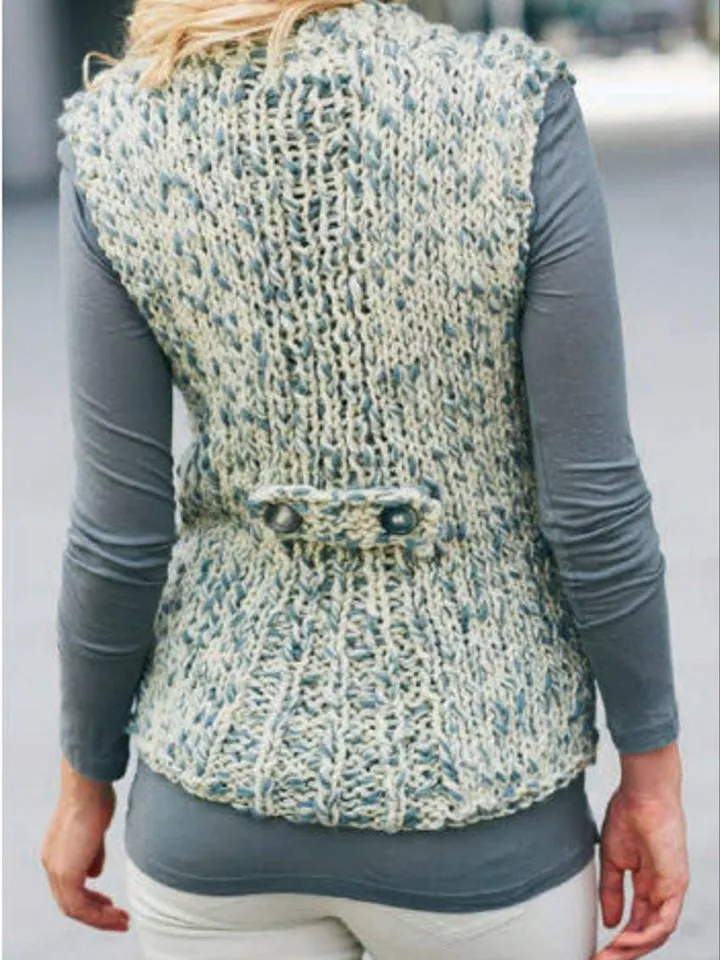 Waistcoat vest chunky pattern cardigan sleeveless top knitting pattern pdf women ladies aran waistcoat