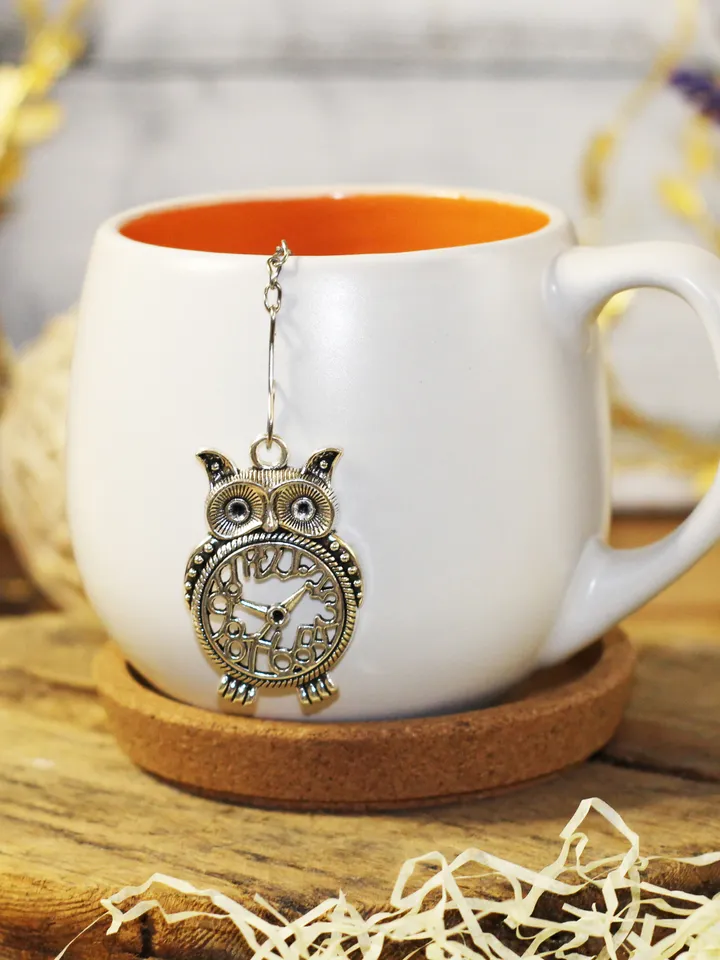 Owl tea ball infuser for herbal tea, Tea infuser charm owl, Tea Strainer owl pendant, loose leaf tea lover gift