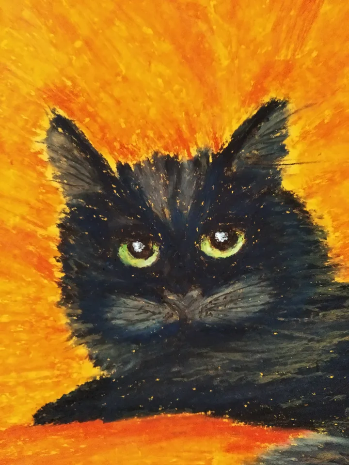 Cat Painting in pastel on paper