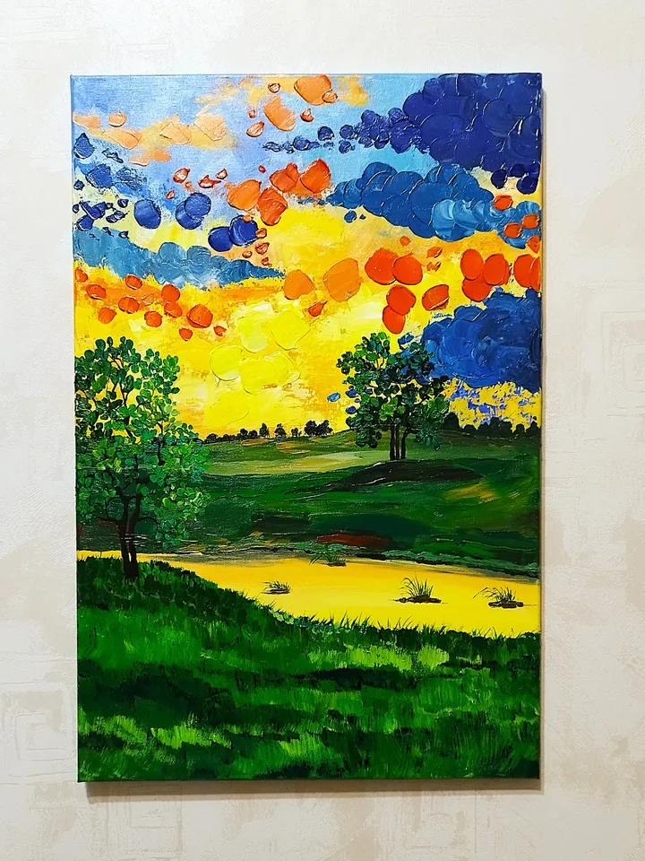 Textured Acrylic Painting Landscape Art Wall Decor