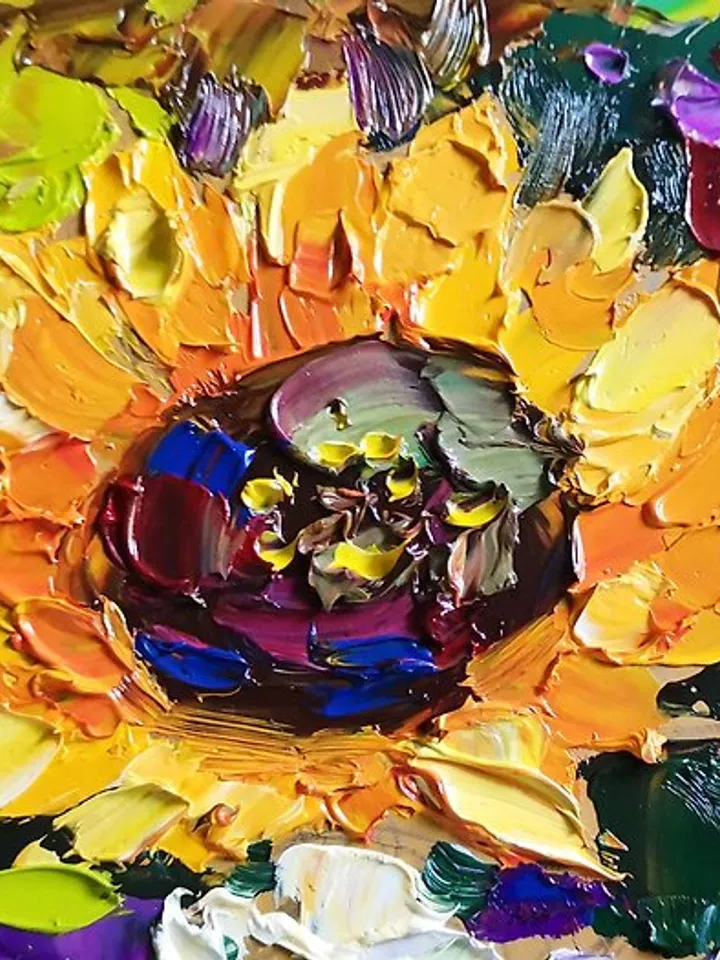 Sunflower Painting Daisy Original Art Oil Painting Floral Artwork Flower Verafe