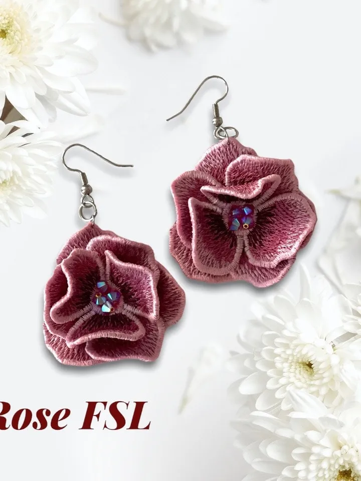 Roses FSL for creating jewelry machine embroidery designs Free standing lace embroidery pattern 3D flower embroidery motif Flower FSL