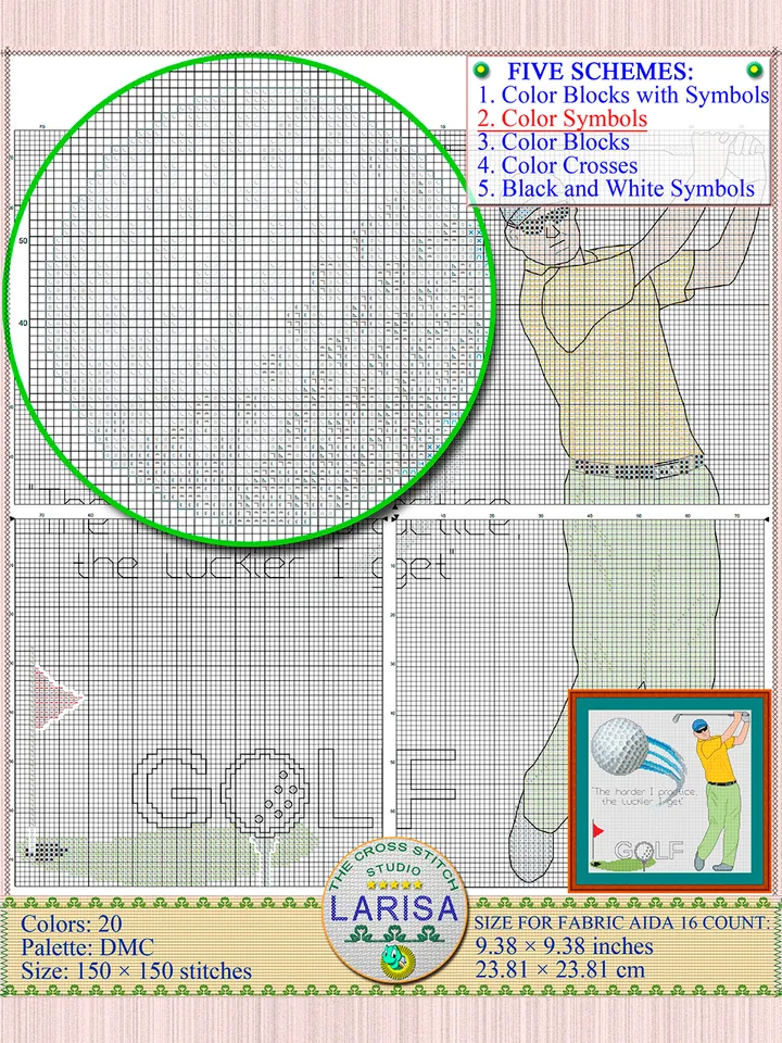 Golf Cross Stitch Pattern | Golfer | Golfing | Golf Player