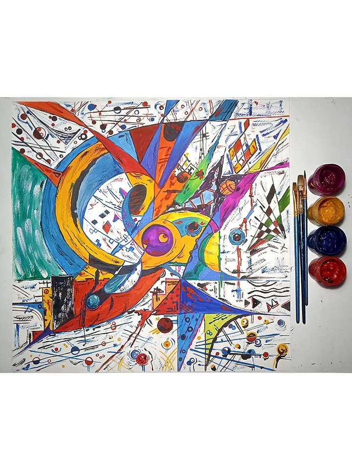 Kandinsky Style Painting Abstract Original Art Watercolor Painting 14 by 14 Above Sofa Art by TatianaArtShop