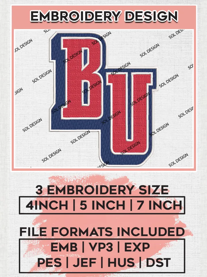 NCAA BU Bruins Team Logo Embroidery Design Files, NCAA Belmont Bruins Machine Embroidery, NCAA Teams, 3 sizes, NCAA Machine embroidery designs, Digital Download
