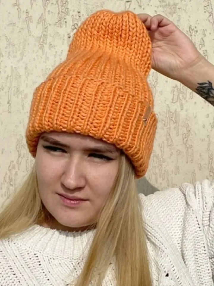 Warm handmade knitted hat