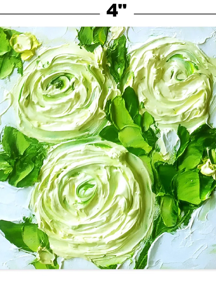Ranunculus Painting Flowers Original Art Impasto Oil Painting Floral painting 4 by 4 in by ArtProkopaloSv