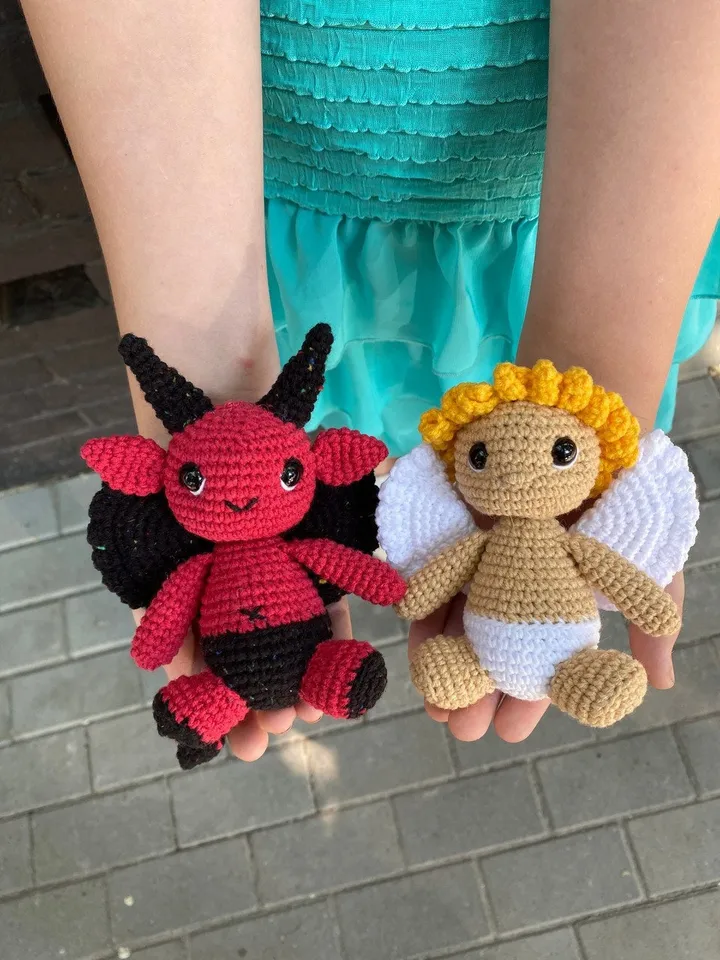 PDF Crochet SET Angel and Devil Pattern, Amigurumi Angel, Crochet Halloween Pattern Amigurumi Devil Crochet animal Halloween Monster pattern