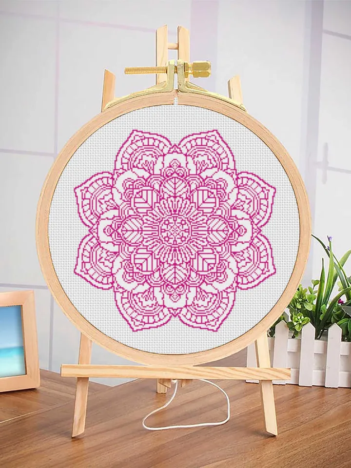 Flower mandala cross stitch pattern download PDF Easy floral ornament cross stitch chart, Mandala embroidery beginner, DIY Home decor #M12
