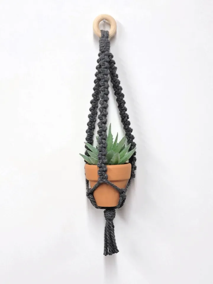 Succulent Macrame Car Charm - Boho Rearview Mirror Plant Hanger Cute Car Accessory Cute Mini Car Decoration Gift