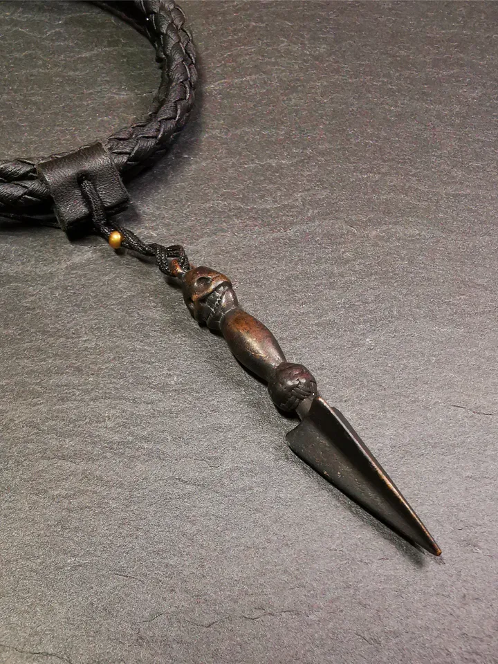 Gandhanra Handmade Skull Phurba Amulet,Kila - Dorje Phurba,Tibetan Budhist Ritual Implement Pendant,Made of Cold Iron,2.48"