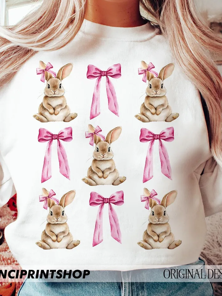 Easter Bunny Pink Coquette PNG, Easter png, Easter bunny png, Coquette Easter png, Girls Easter Png, Bunny Bow png, Easter Sublimation, png